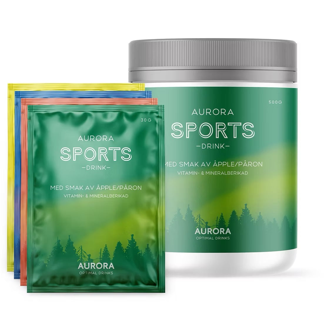 Aurora Sports Drink 500g Äpple/Päron + 4 st portionspåsar