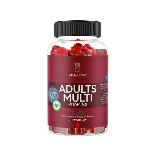 Adults Multivitamin Strawberry 60 st – multivitamintillskott för vuxna med jordgubbssmak för immunförsvar och energi