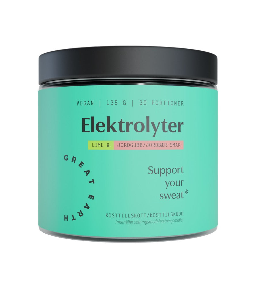 Elektrolyter Jordgubb & Lime 135g – tillskott för vätske- och saltbalans vid träning