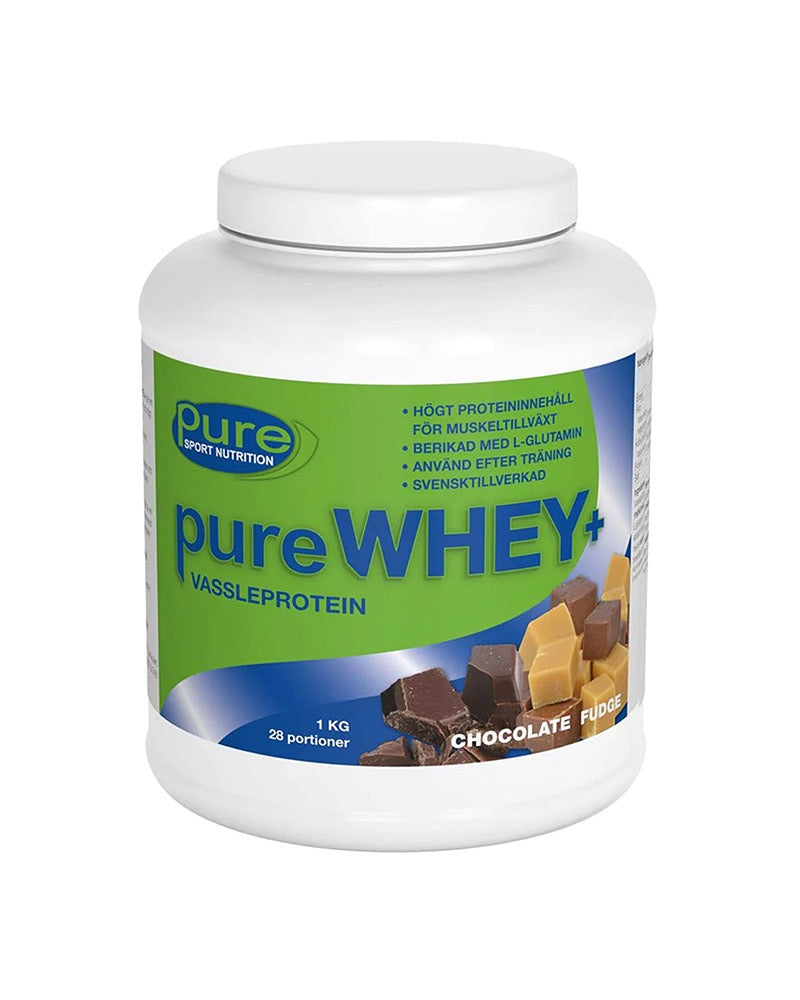 Pure Whey Chocolate Fudge 1kg – vassleproteinpulver med fudge-smak för muskeltillväxt och återhämtning